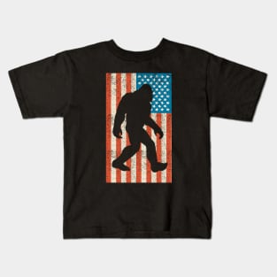 Bigfoot Sasquatch I Believe Tshirt with USA Distressed Flag Kids T-Shirt